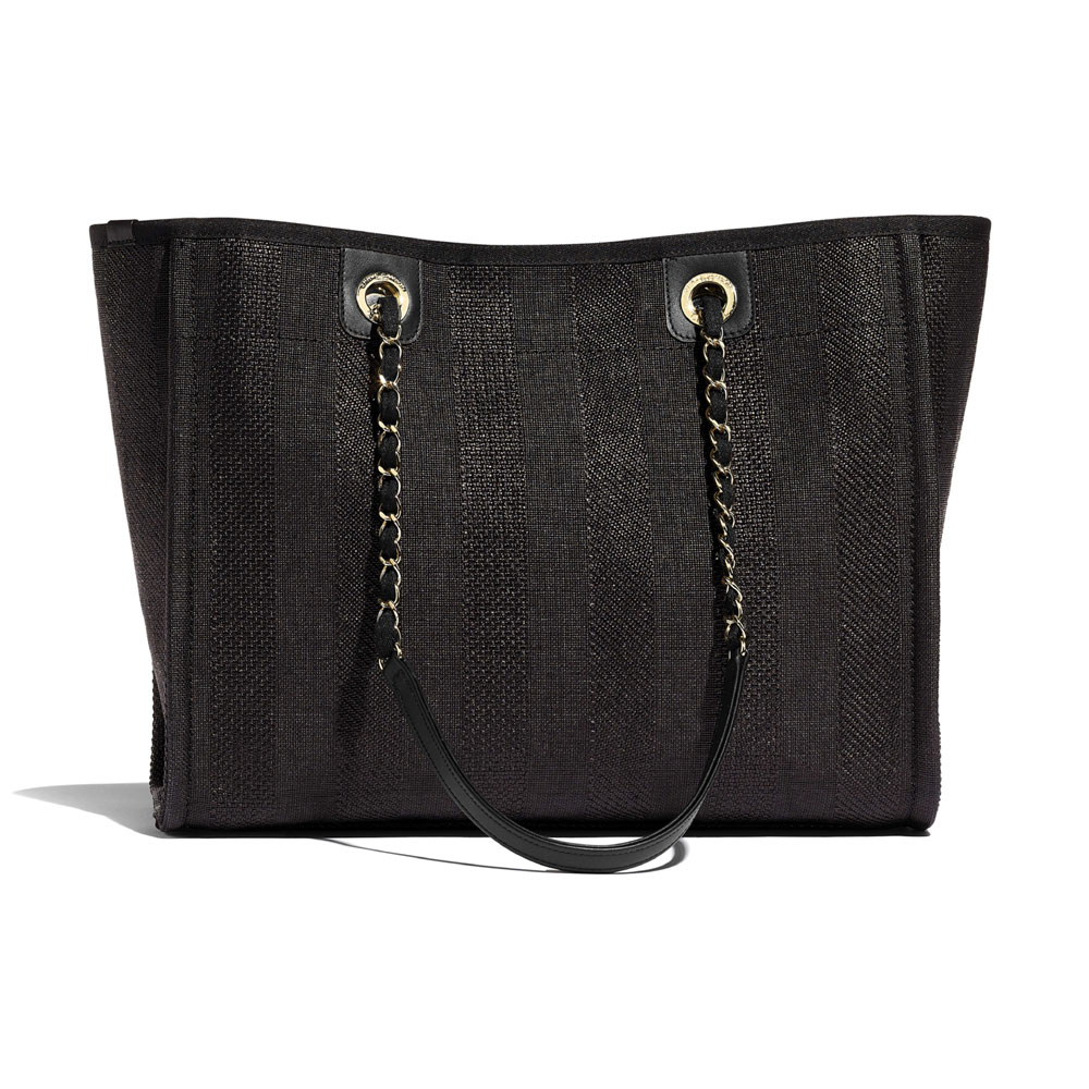 Chanel Mixed Fibers Black Large Shopping Bag A67001 B02336 94305 - Photo-2