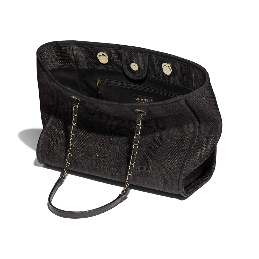Chanel Mixed Fibers Black Large Shopping Bag A67001 B02336 94305 - Photo-3