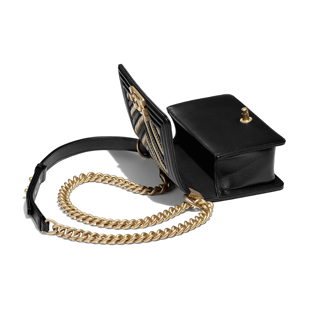 Black Gold Small Boy Chanel Handbag A67085 B00696 N0784 - Photo-3