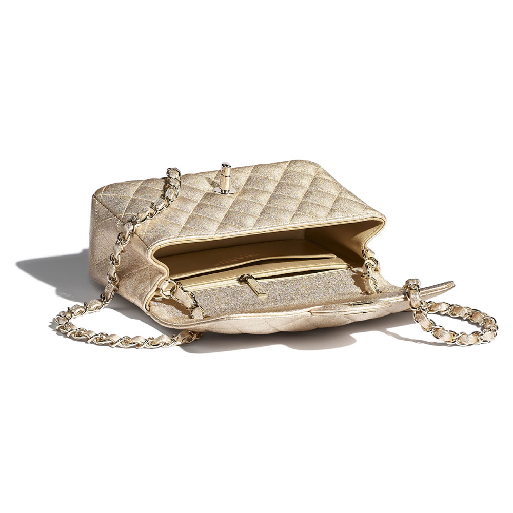 Chanel Metallic Lambskin Gold Mini Flap Bag A69900 B05133 NB812 - Photo-3