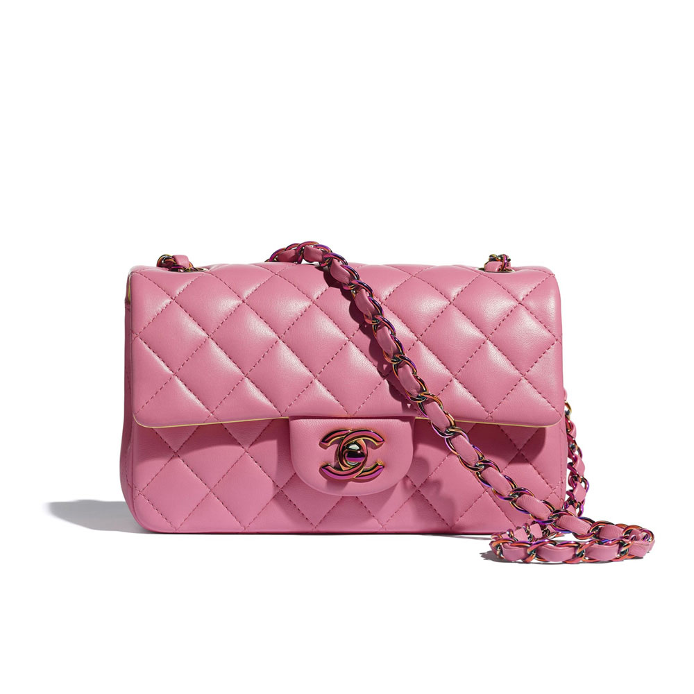 Chanel Lambskin Rainbow Metal Pink Mini Flap Bag A69900 B05187 NB358