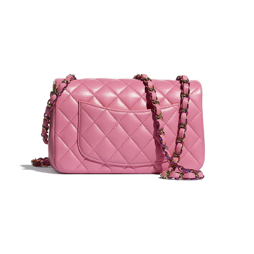 Chanel Lambskin Rainbow Metal Pink Mini Flap Bag A69900 B05187 NB358 - Photo-2