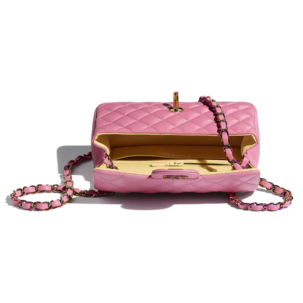 Chanel Lambskin Rainbow Metal Pink Mini Flap Bag A69900 B05187 NB358 - Photo-3