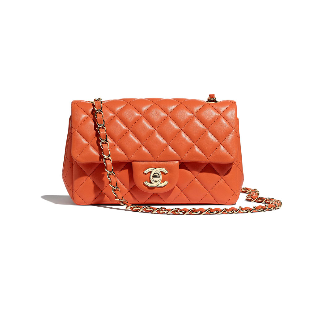 Chanel Gold Tone Orange Mini Flap Bag A69900 Y04059 N6509