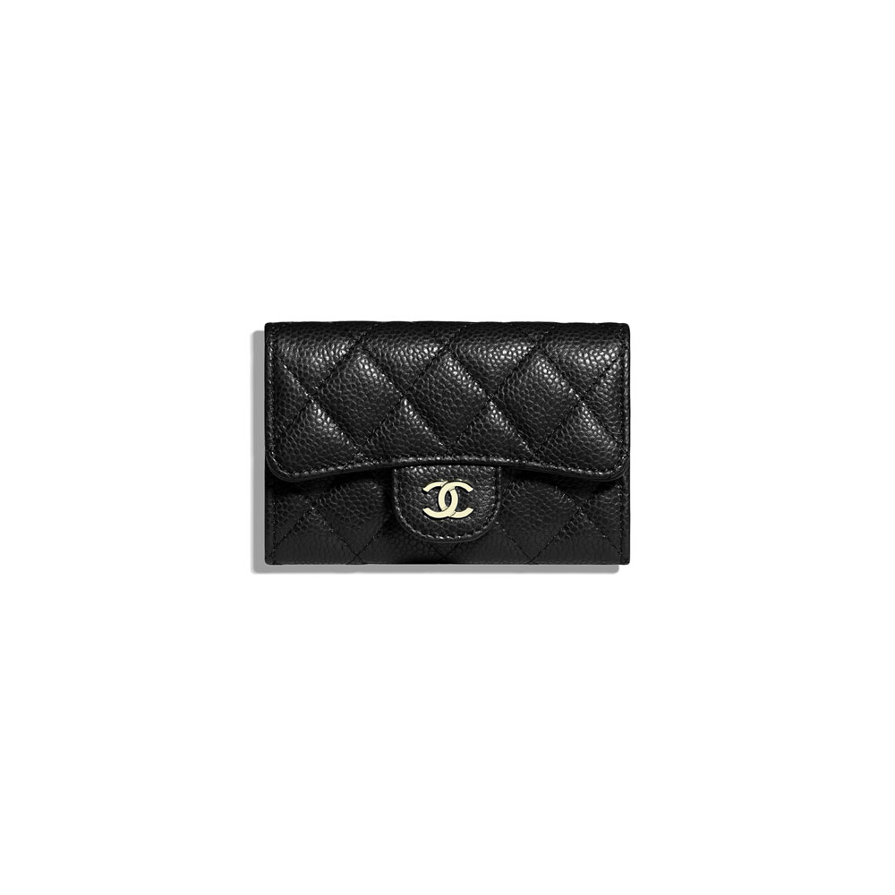 Chanel Gold Tone Metal Black Classic Card Holder A80799 Y01864 C3906