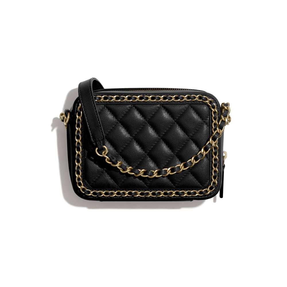 Chanel Goatskin Metal Black Clutch with Chain A84452 B02823 94305 - Photo-2