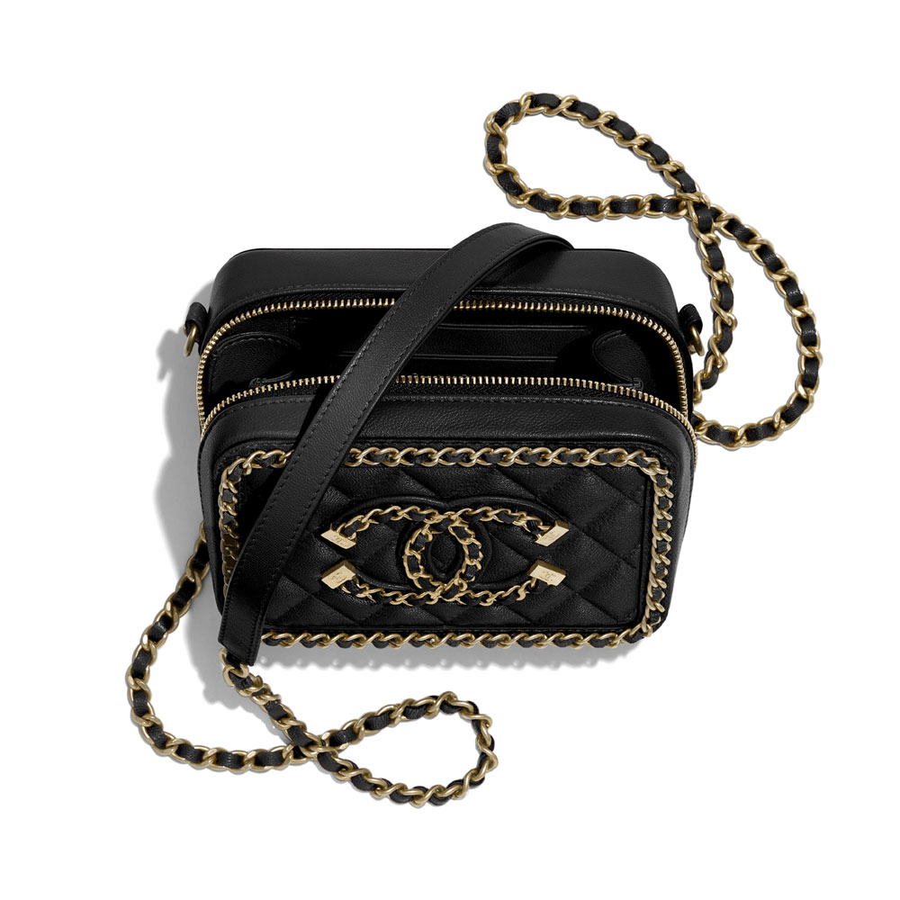 Chanel Goatskin Metal Black Clutch with Chain A84452 B02823 94305 - Photo-3