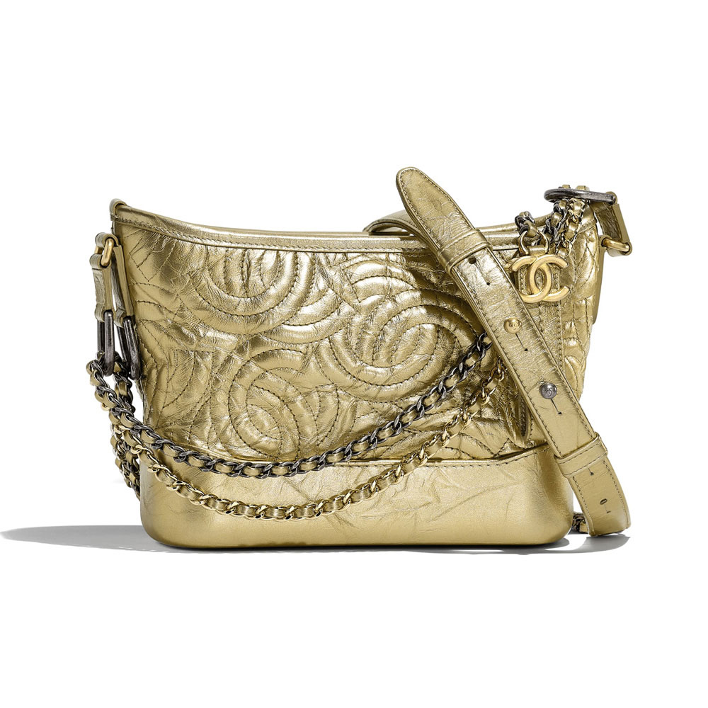 Chanel Calfskin Gold ChanelS Gabrielle Small Hobo Bag A91810 B00906 N4826