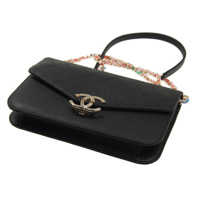 Chanel Flap bag grained calfskin light gold metal black A93663 Y61153 3B111 - Photo-2