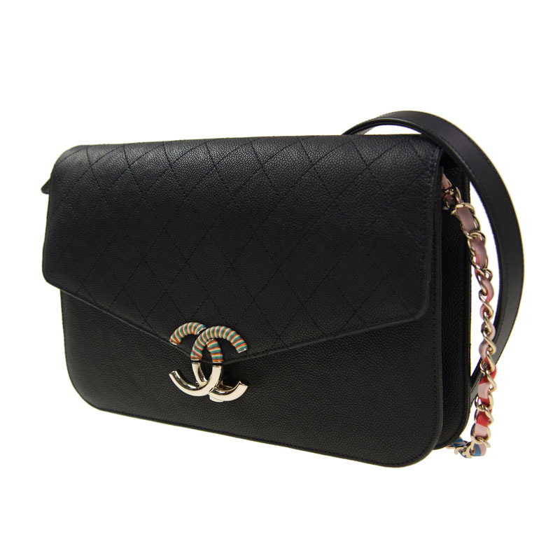 Chanel Flap bag grained calfskin light gold metal black A93663 Y61153 3B111 - Photo-4