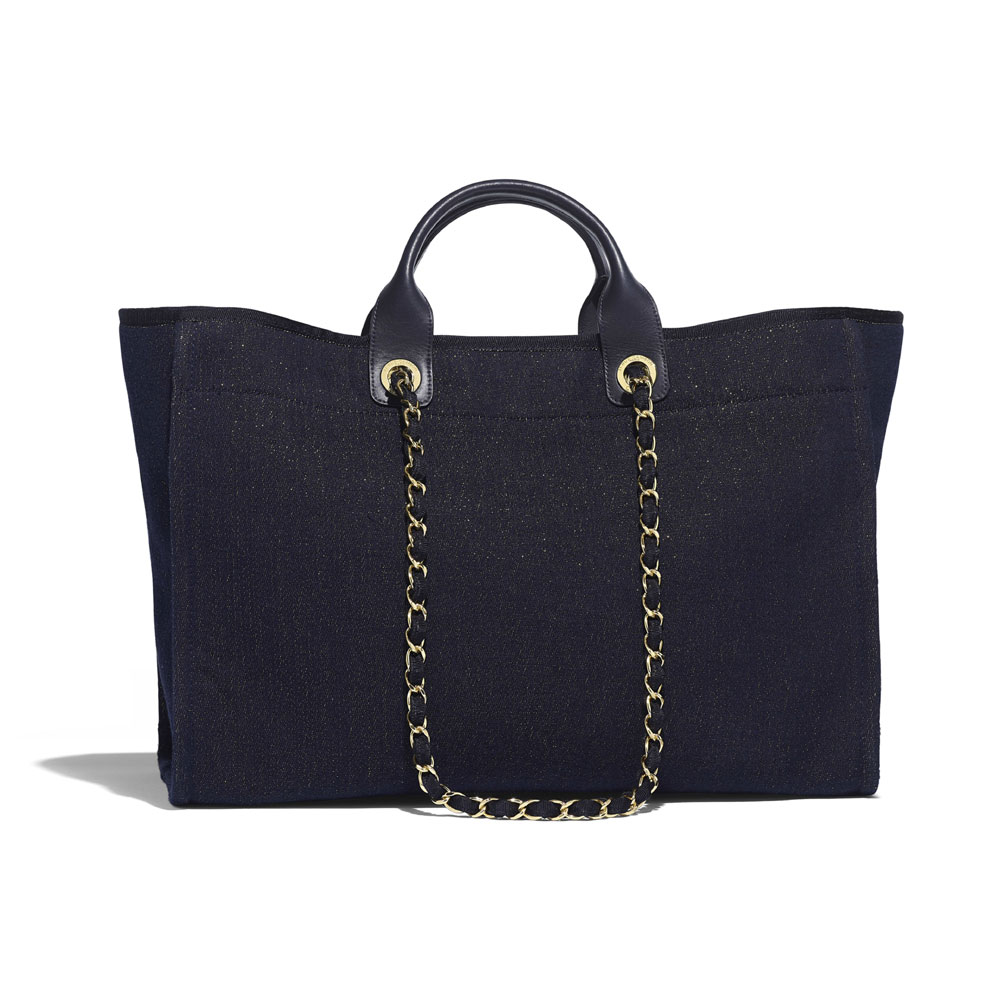 Chanel Navy Blue Gold Large Shopping Bag A93786 B01008 N4804 - Photo-2