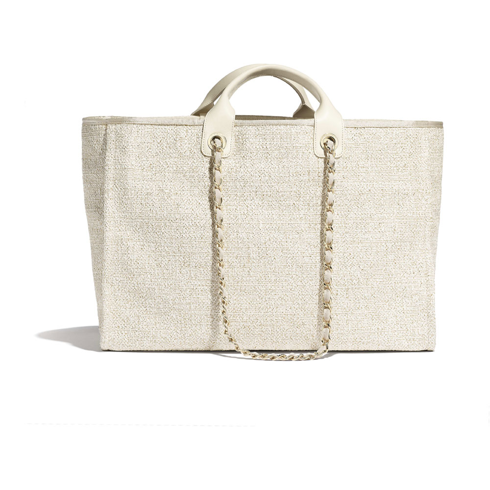 Chanel large shop bag cotton nylon lurex calfskin A93786 Y84118 10800 - Photo-2