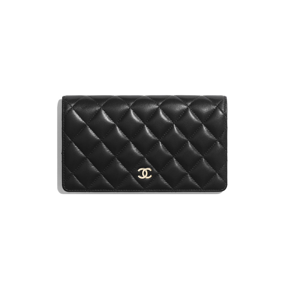 Chanel Black Classic Long Flap Wallet AP0233 Y01295 C3906