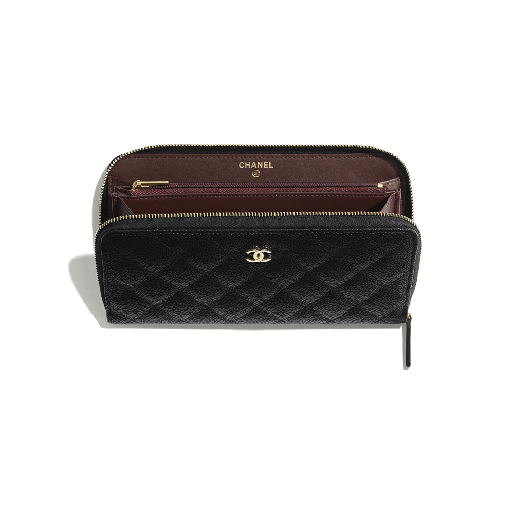 Chanel Calfskin Black Classic Long Zipped Wallet AP0242 Y01864 C3906 - Photo-3