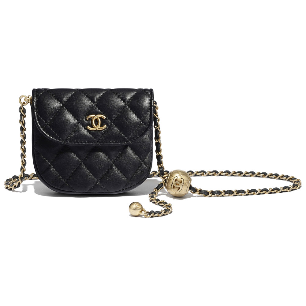 Chanel Gold Tone Metal Black Waist bag AP1461 B02991 94305 - Photo-3