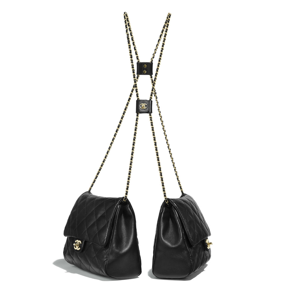 Chanel Black Large Side Packs AS0615 B00381 94305 - Photo-3