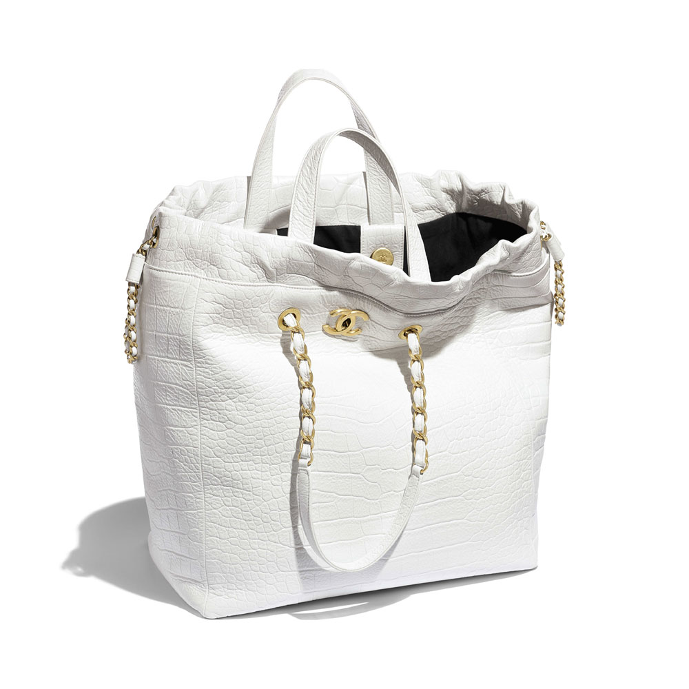 Chanel White Large Shopping Bag AS0801 B00997 10601 - Photo-3