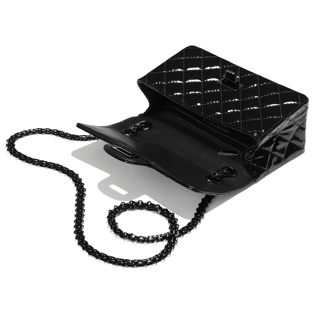 Chanel Patent Calfskin Black Mini 2.55 Handbag AS0874 B02281 94305 - Photo-3