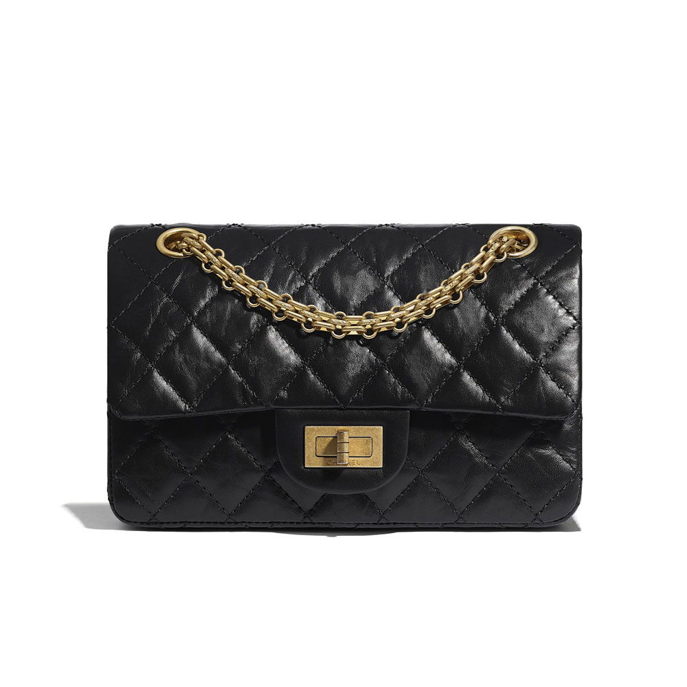 Chanel Aged Calfskin Gold Tone Black Mini 2.55 bag AS0874 Y04634 94305
