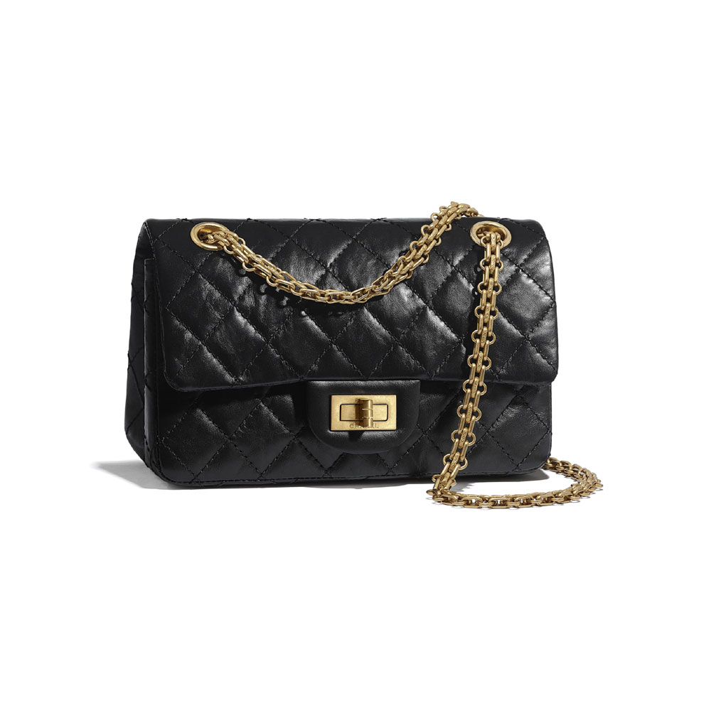 Chanel Aged Calfskin Gold Tone Black Mini 2.55 bag AS0874 Y04634 94305 - Photo-3