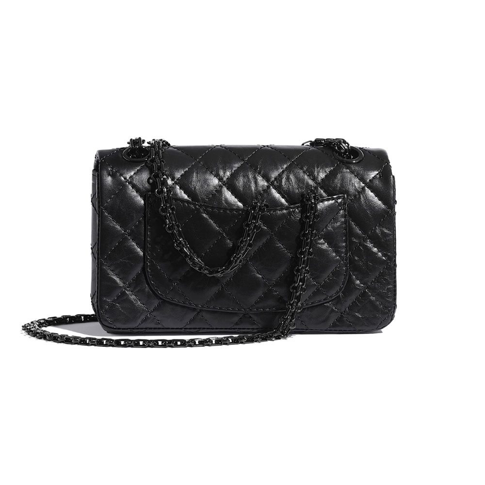 Chanel Aged Calfskin Black Mini 2.55 bag AS0874 Y83608 94305 - Photo-2