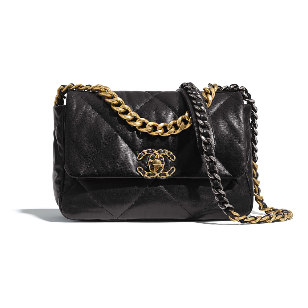 Goatskin Black Chanel 19 Flap Bag AS1160 B03215 94305