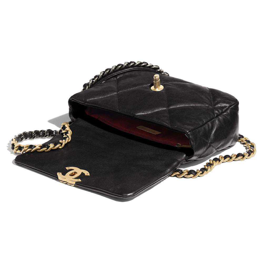 Goatskin Black Chanel 19 Flap Bag AS1160 B03215 94305 - Photo-3