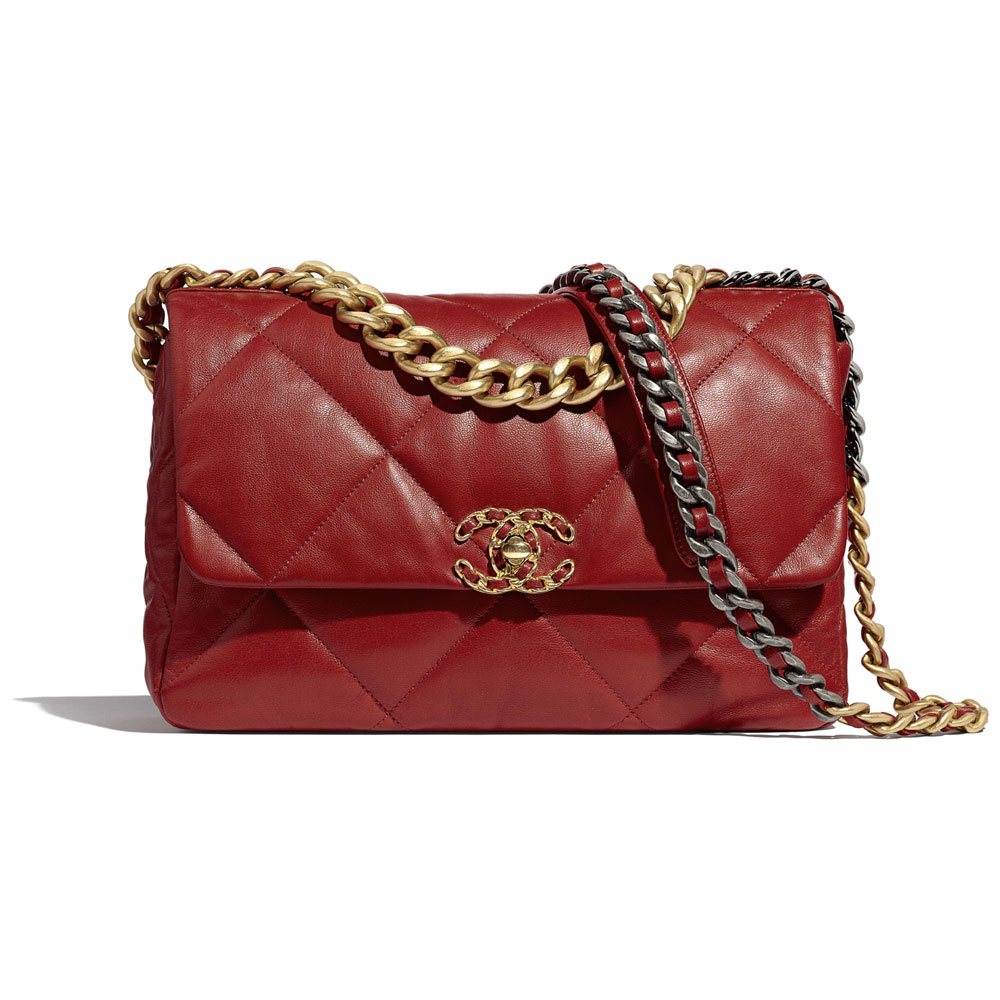 Goatskin Red Chanel 19 Large Flap Bag AS1161 B02511 N5952