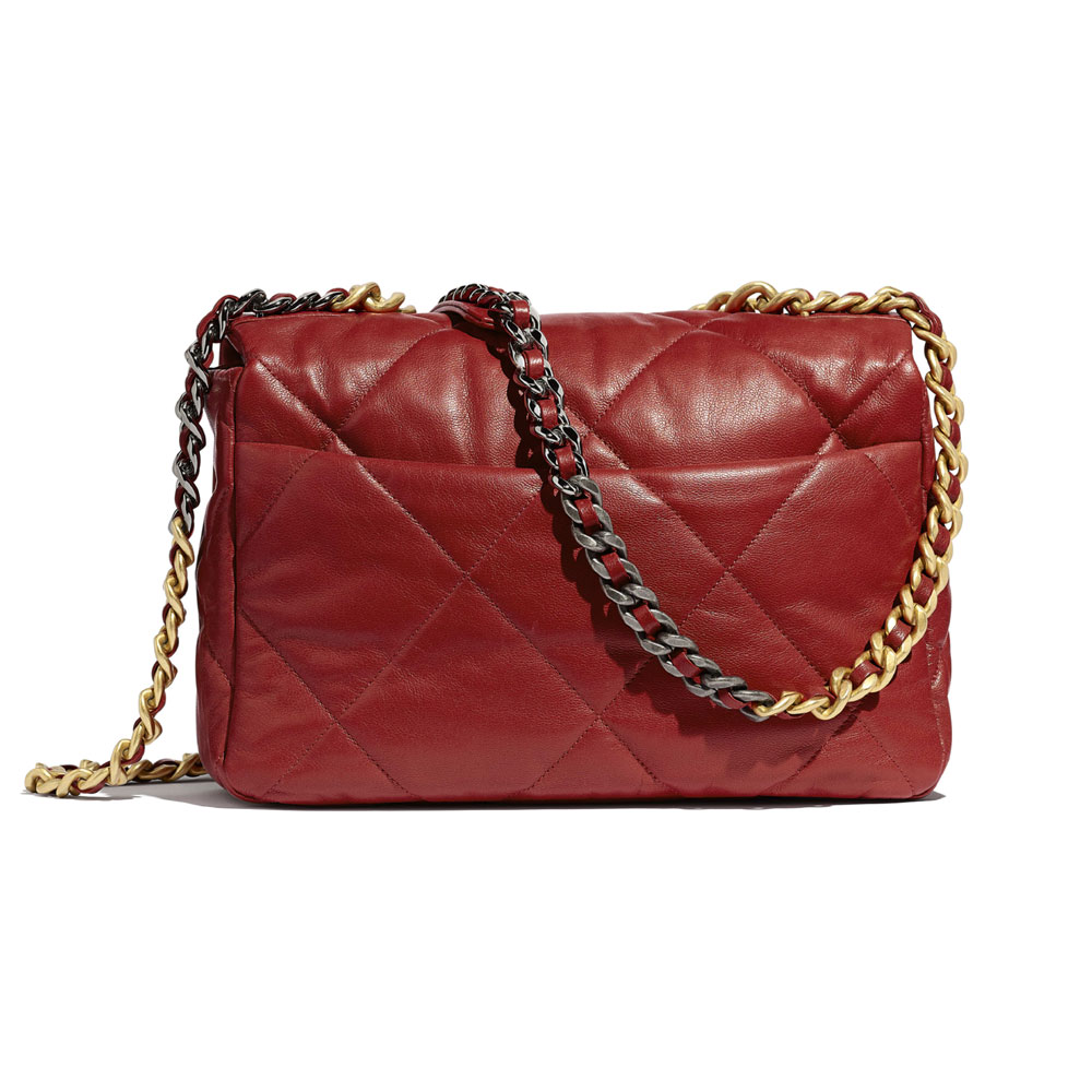 Goatskin Red Chanel 19 Large Flap Bag AS1161 B02511 N5952 - Photo-2