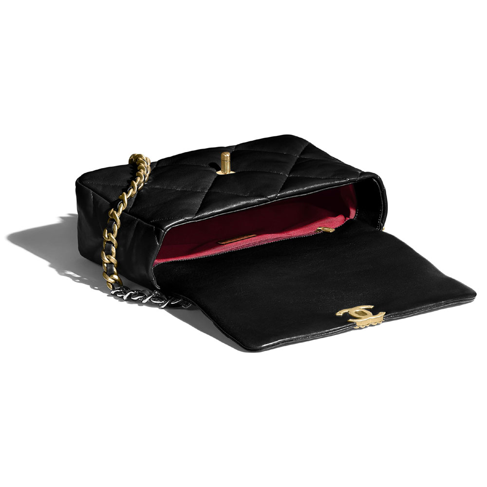 Lambskin Black Chanel 19 Large Flap Bag AS1161 B04852 94305 - Photo-3