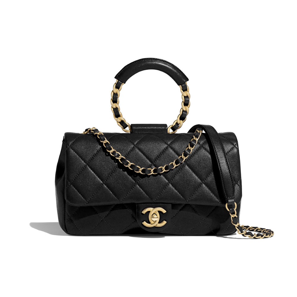 Chanel Lambskin Gold Metal Black Flap Bag AS1358 B01917 94305