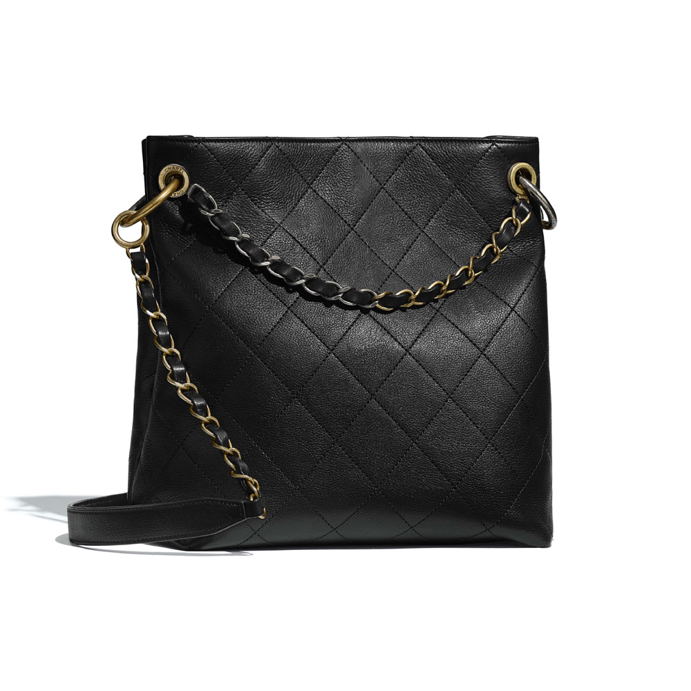 Chanel Calfskin Ruthenium Finish Black Hobo bag AS1460 B02441 94305 - Photo-2