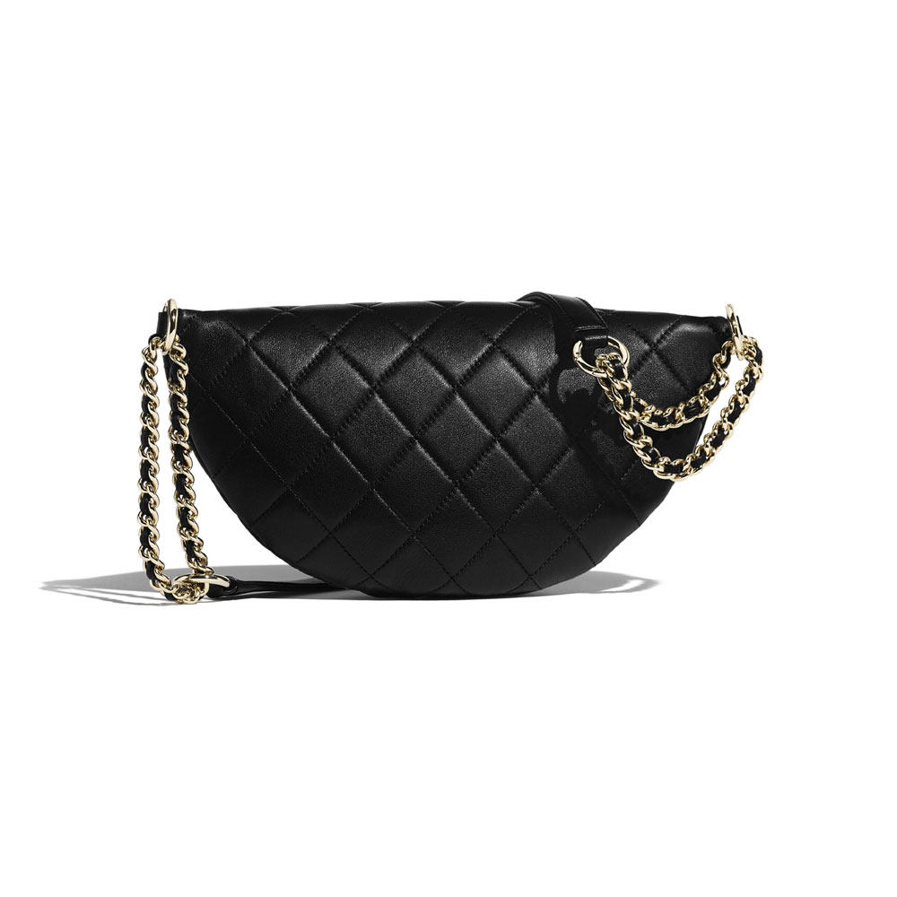 Chanel Gold Tone Metal Black Waist Bag AS1581 B02377 94305 - Photo-2