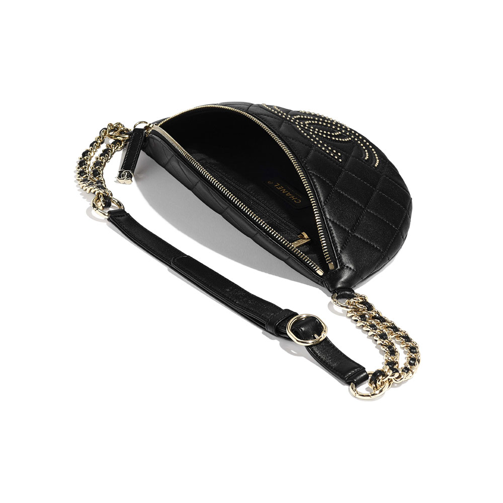 Chanel Gold Tone Metal Black Waist Bag AS1581 B02377 94305 - Photo-3