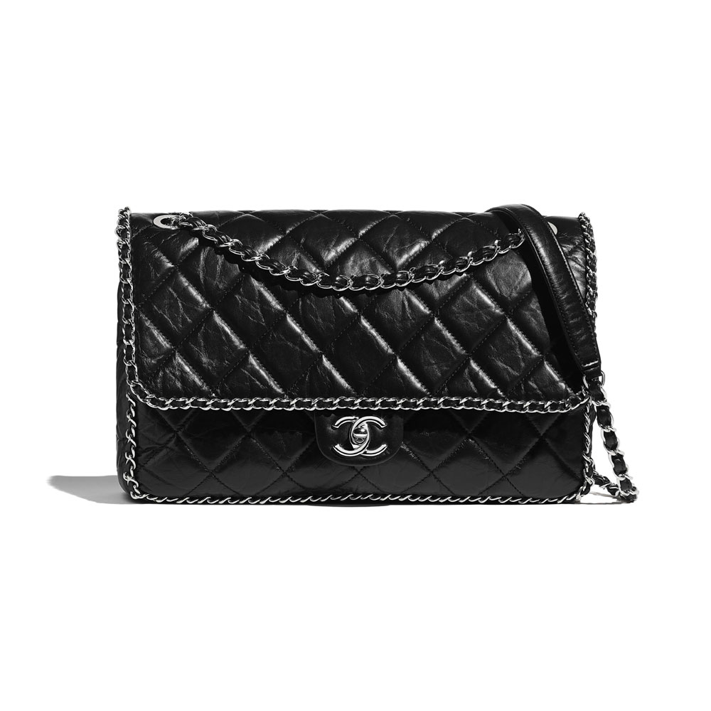 Chanel Aged Calfskin Black Large Flap Bag AS1673 B02654 94305