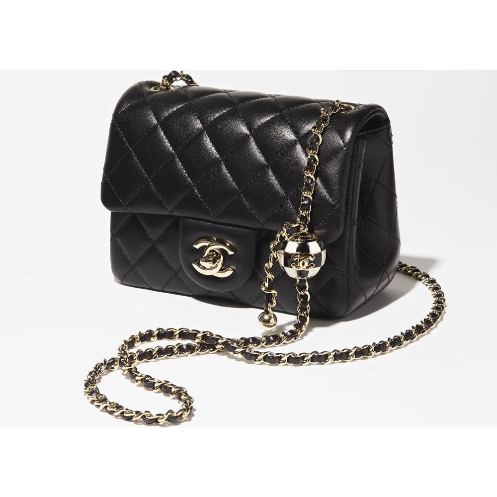 Chanel Lambskin enamel gold Black Mini Flap Bag AS1786 B09985 94305 - Photo-2