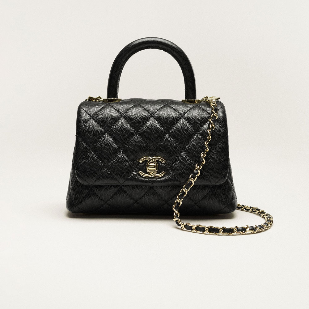 Chanel Mini Flap Bag Grained Calfskin Gold AS2215 B05061 94305 - Photo-2