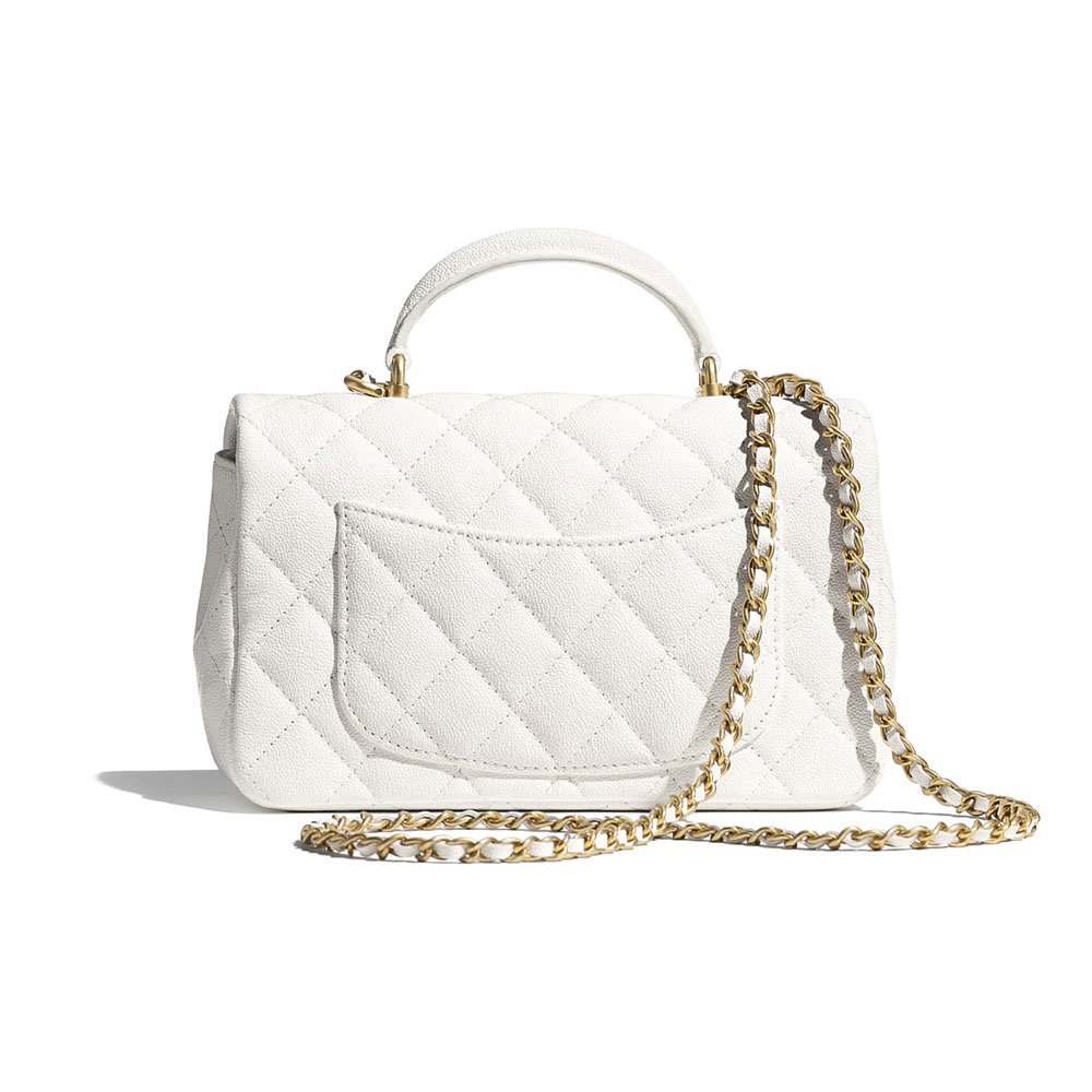 Chanel Grained Calfskin G Metal White Mini Flap Bag AS2431 B05607 10601 - Photo-2