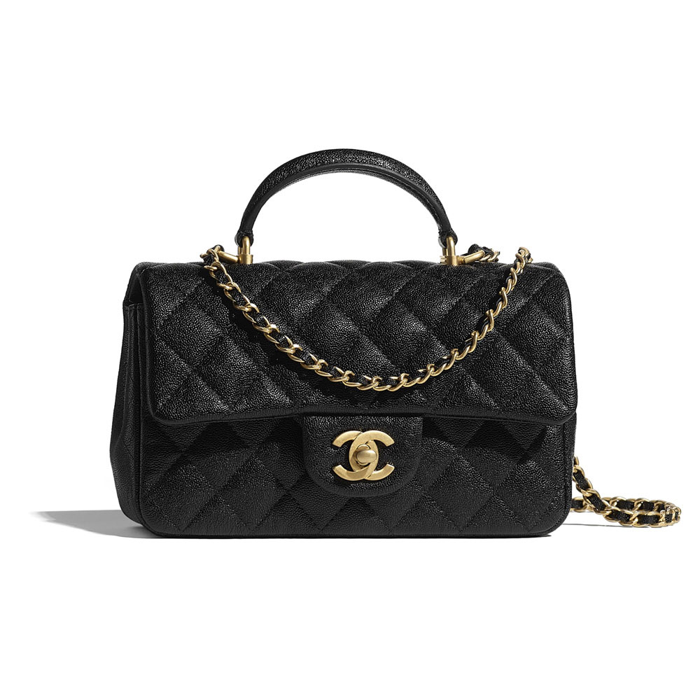 Chanel Grained Calfskin Black Mini Flap Bag AS2431 B05607 94305