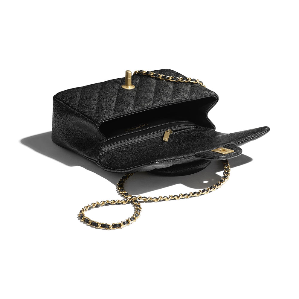 Chanel Grained Calfskin Black Mini Flap Bag AS2431 B05607 94305 - Photo-3