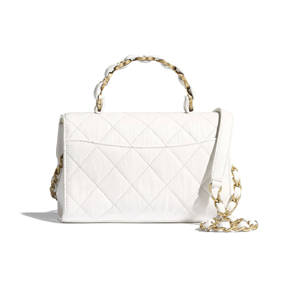 Chanel Crumpled Lambskin White Mini Flap Bag AS2477 B05514 10601 - Photo-2