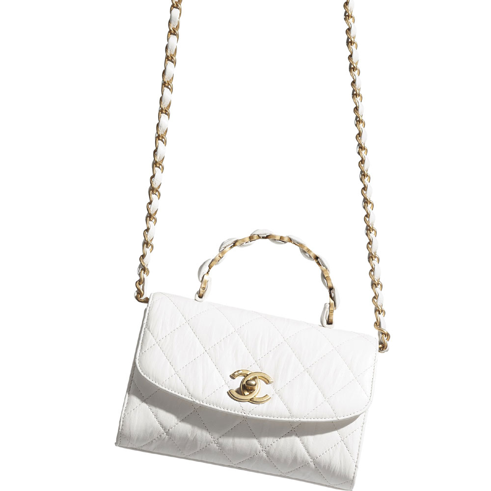 Chanel Crumpled Lambskin White Mini Flap Bag AS2477 B05514 10601 - Photo-3