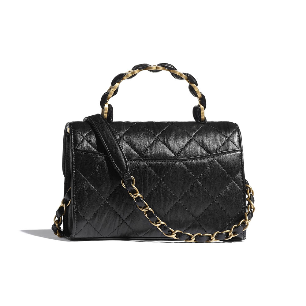 Chanel Crumpled Lambskin Black Mini Flap Bag AS2477 B05514 94305 - Photo-2