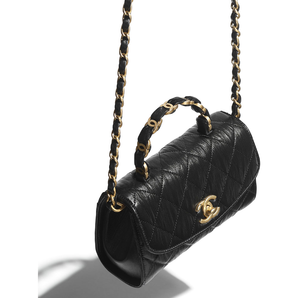 Chanel Crumpled Lambskin Black Mini Flap Bag AS2477 B05514 94305 - Photo-3