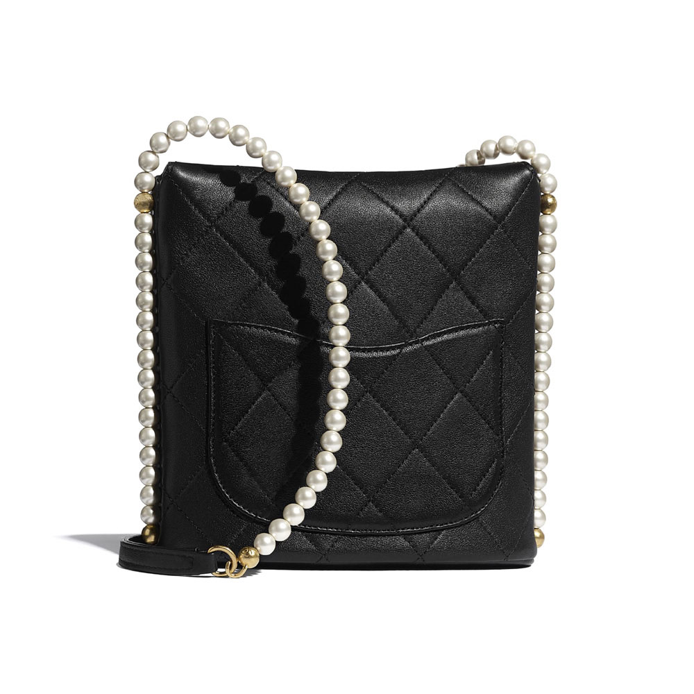 Chanel Calfskin Pearls Black Small Hobo Bag AS2503 B05543 94305 - Photo-2