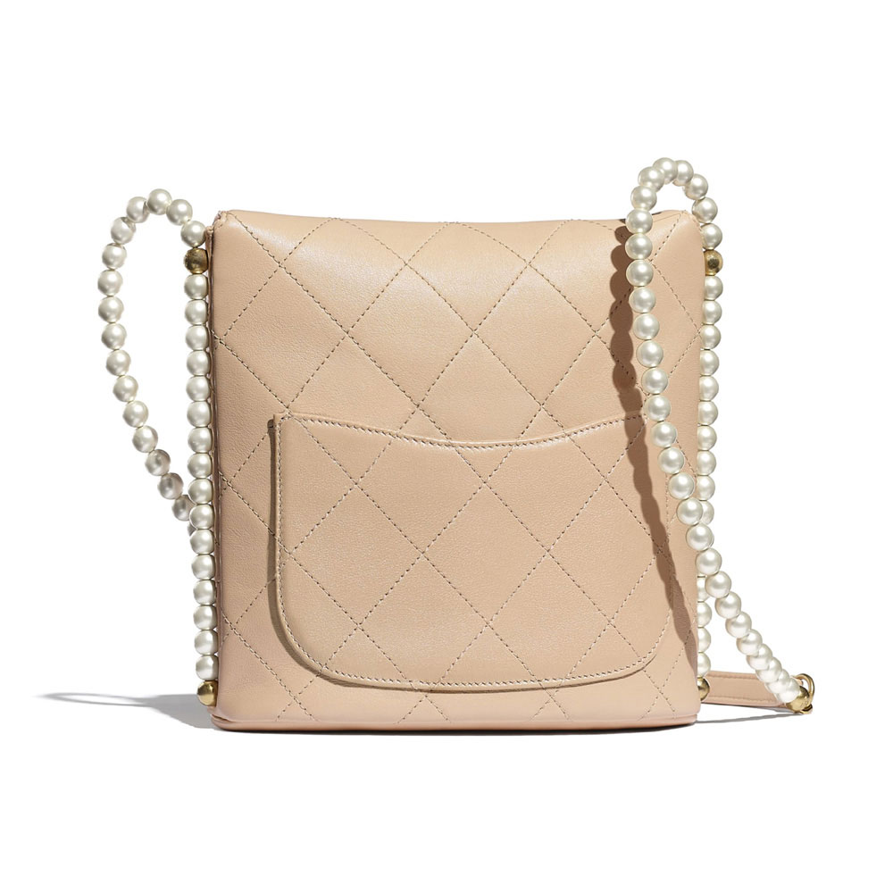 Chanel Pearls Beige Calfskin Small Hobo Bag AS2503 B05543 N9316 - Photo-2