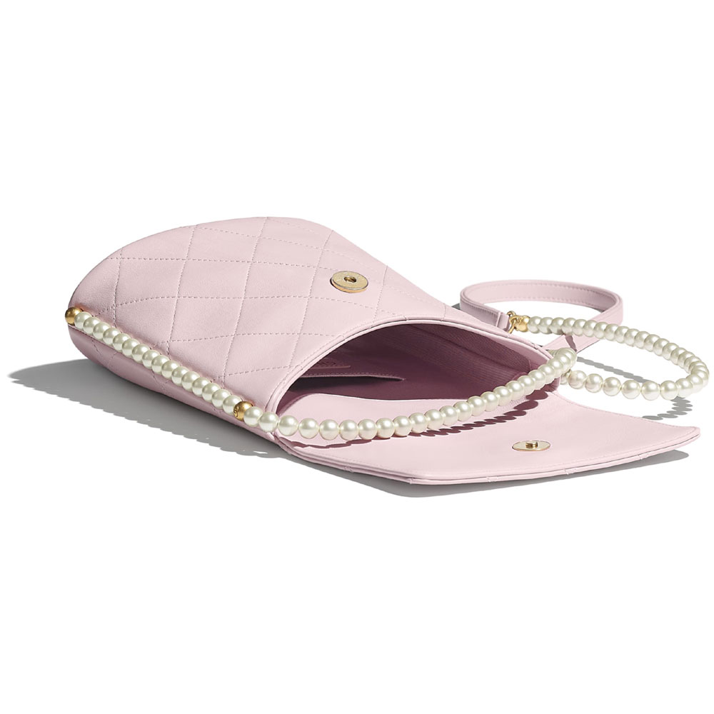Chanel Imitation Pearls Light Pink Small Hobo Bag AS2503 B05543 NC022 - Photo-3