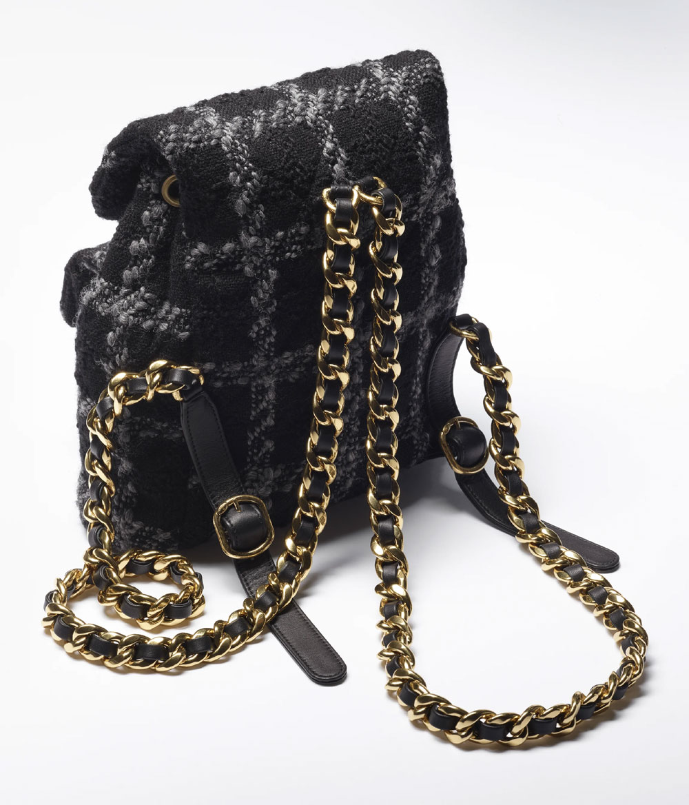 Chanel Backpack Wool tweed gold AS3615 B09679 NJ601 - Photo-2