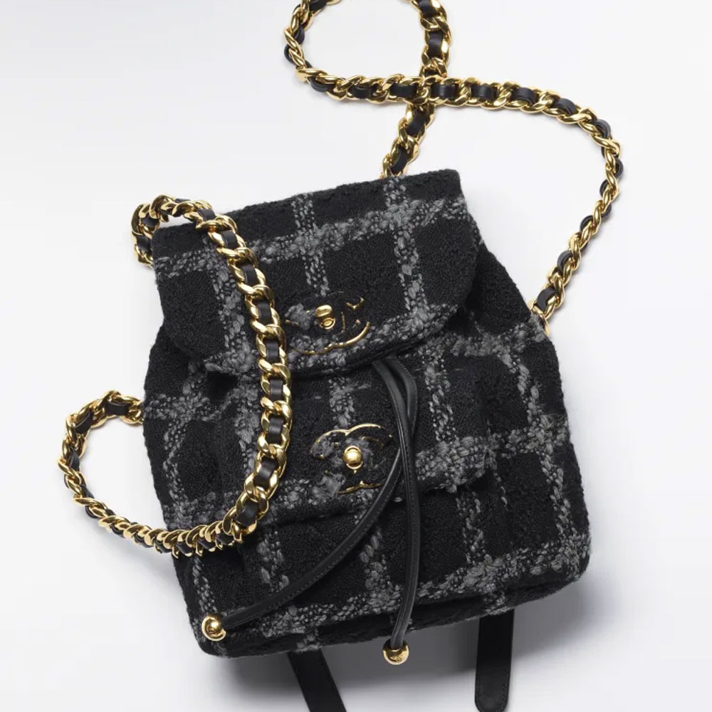 Chanel Backpack Wool tweed gold AS3615 B09679 NJ601 - Photo-3