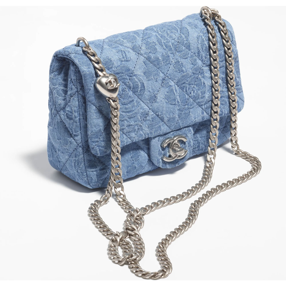 Chanel Denim silver Blue Mini Flap Bag AS3829 B10495 NM715 - Photo-2